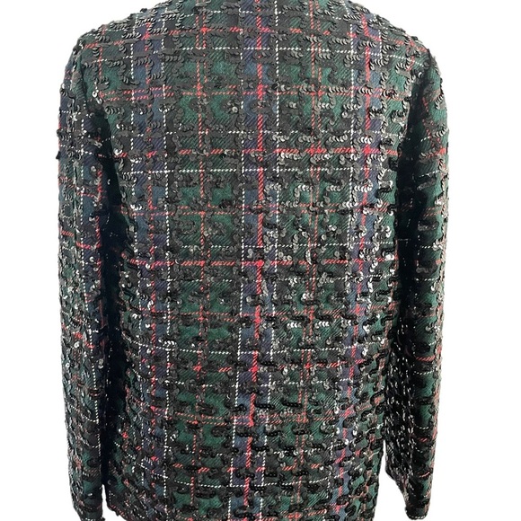 Vintage Sequin Plaid Green and Red Jacket size 8/ Holiday Jacket Christmas - Picture 13 of 16